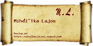 Mihálka Lajos névjegykártya
